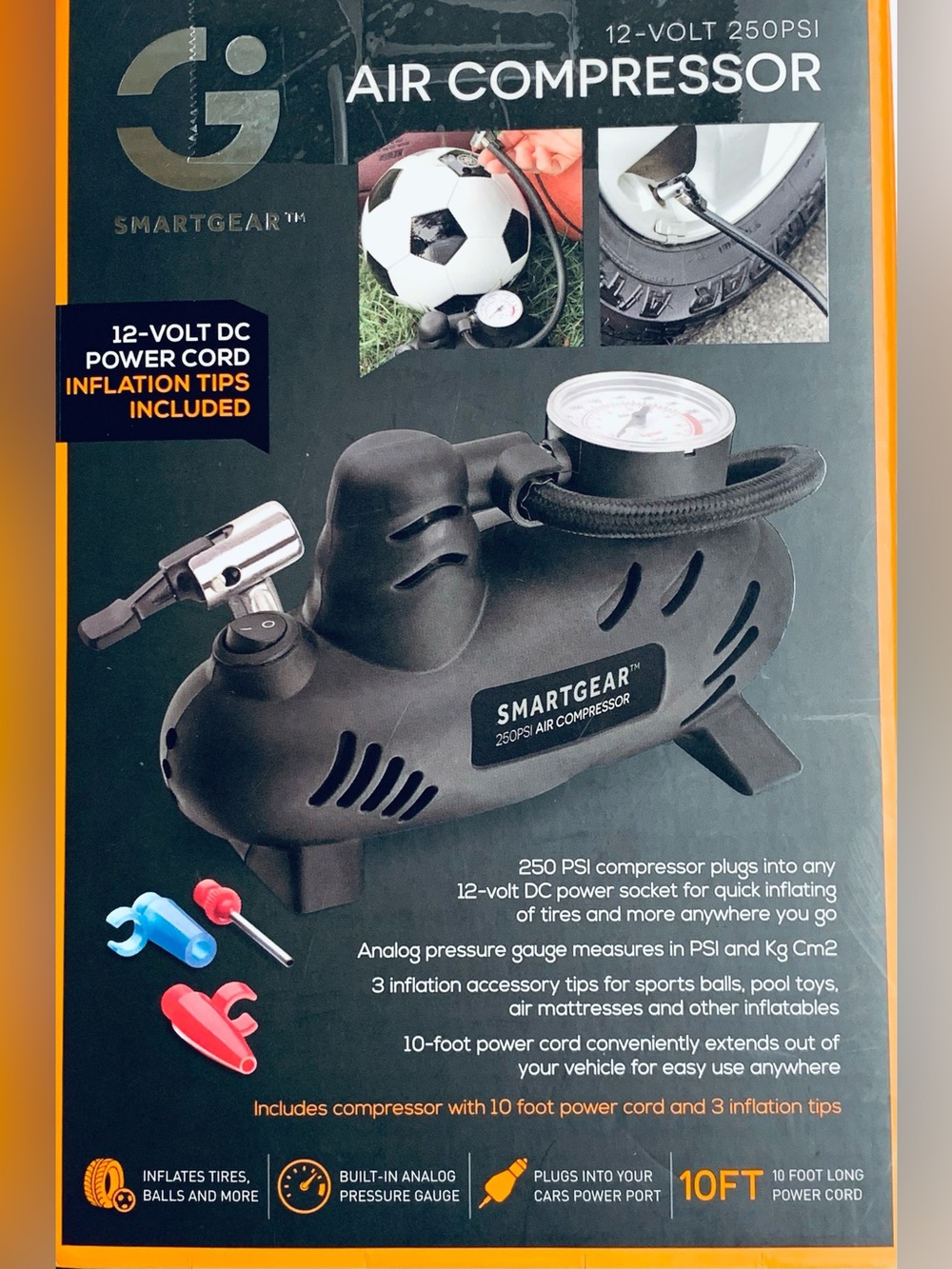SmartGear Air Compressor 12V Powered Compressor Tire Inflation Tips Included - Picture 4 of 5